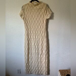 House of Harlow 1960 Textured Dress Mock Neck, Cream